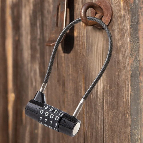 Travel Combination Lock with Resettable 4Digit Code, Durable Steel Cable Luggage Cable Lock for Suitcase 2