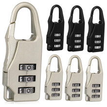 6pcs Luggage Combination Lock Set Zinc Alloy Keyless 3 Dial Padlock for Travel Bags and Backpacks Black Silver Finish