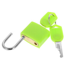 Mini Brass Padlock with Key, Compact Travel Lock for Suitcases, Backpacks, Lockers, Jewelry Boxes, Green