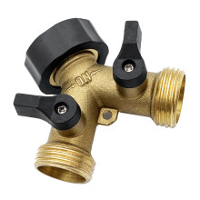 Heavy Duty 2 Way Garden Hose Splitter, Y Shaped Dual Outlet Connector with Leak Valves