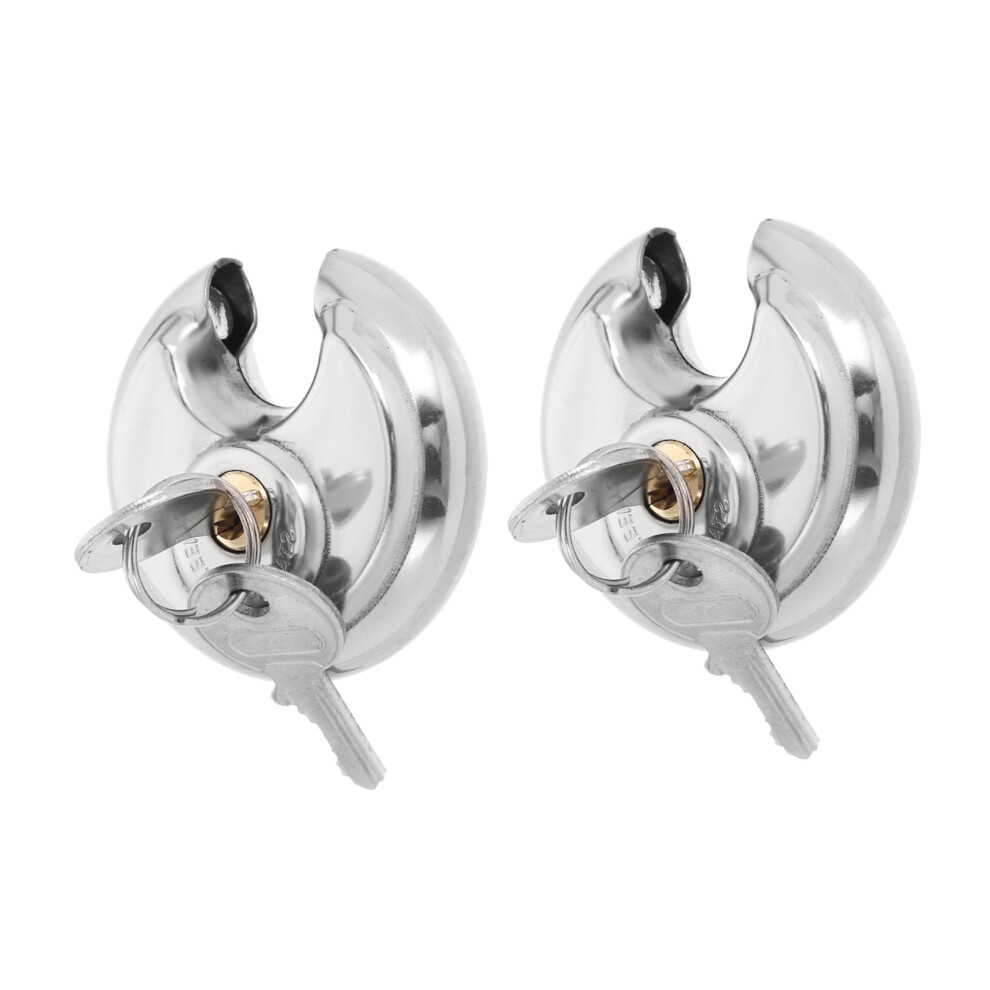 2 Pack Stainless Steel Disc Padlocks Heavy Duty Weatherproof Security Locks For Outdoor Storage Units Trailers And Sheds 9771547700074