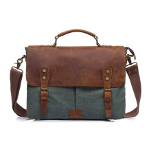 Crazy Horse Leather Messenger Bag 13 Inch Coral Blue, Vintage Laptop Briefcase with 360 Padded Protection and Organized Storage