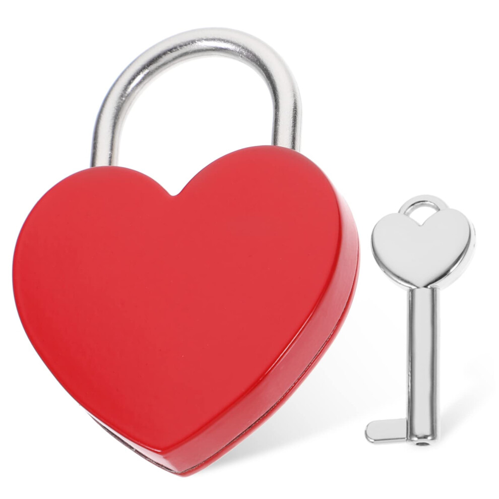 Heart Shape Padlock Small Love Lock For Jewelry Box And Suitcase With Key, Decorative Design 9330225166764
