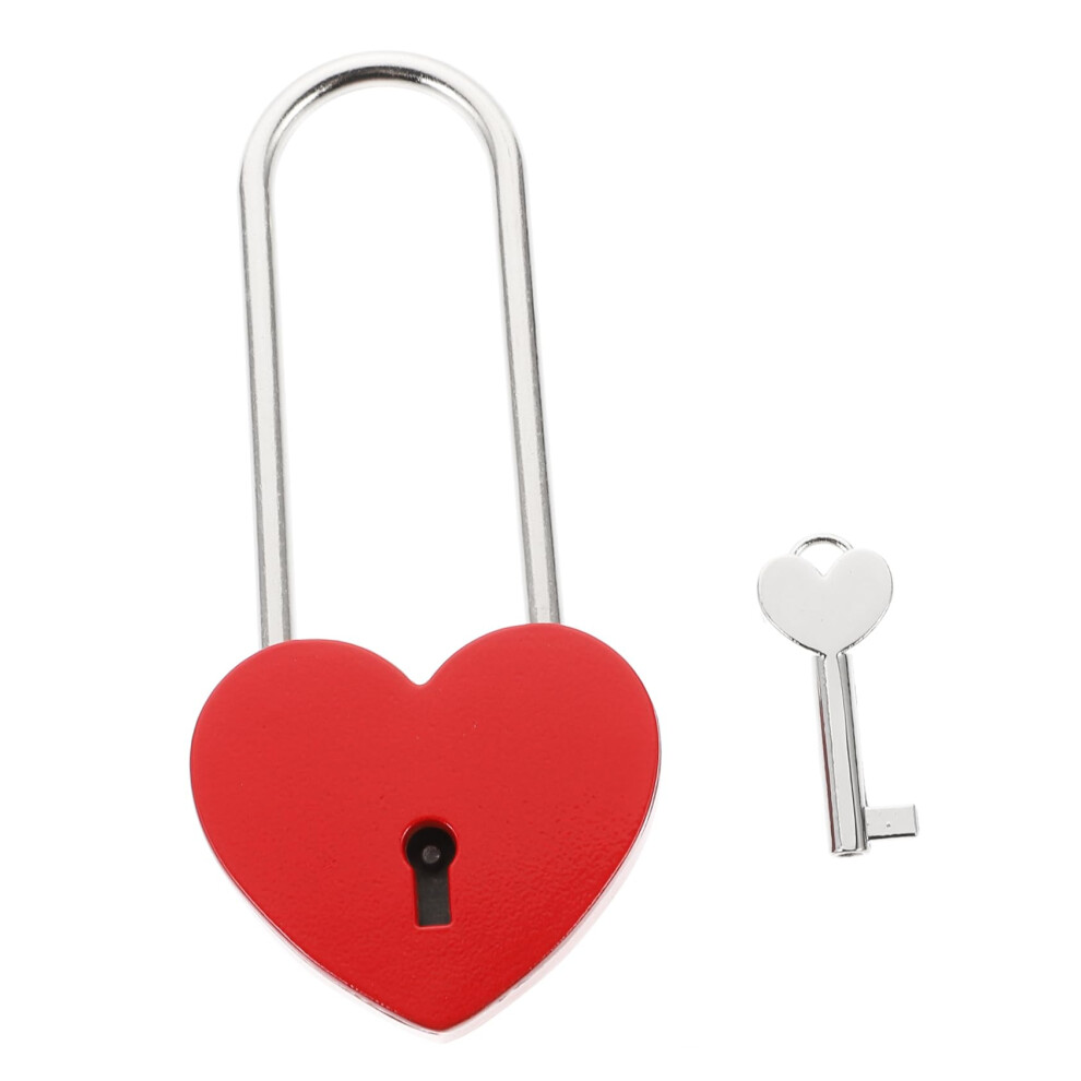 Heart Shaped Padlock With Key, Sturdy Metal Love Lock For Couples, Travel And Diary Security 9092120325492