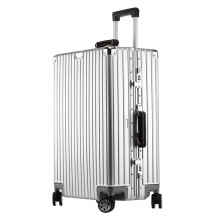 29 Inch Aluminum Magnesium Carry On Luggage Silver Hardside Suitcase with TSA Lock 360 Spinner Wheels
