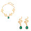 Gemstones Adorned Snake Earrings and Collarbone Chain-Gold 1