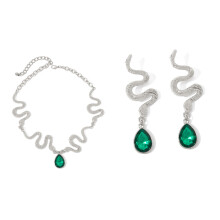 Set aus schlangenförmigen Ohrringen und Halsketten mit-Silber