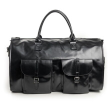 Convertible Travel Garment Bag 36–55L Waterproof PU Leather Weekender Carry On Duffel Bag for Women