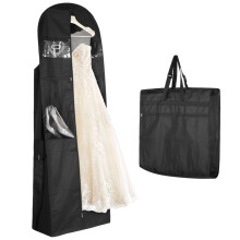 72 Inch Wedding Dress Garment Bag with Pockets, 12 Inch Gusset Bridal Gown Bag for Travel and Storage