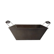 Square Metal Planter Box, Durable Iron Flower Pot for Garden Fence, Balcony or Indoor Outdoor Decor (Style A)