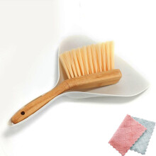 Mini Broom and Dustpan Set with Ergonomic Bamboo Handle, Compact Cleaning Tool for Desk and Countertop