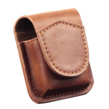 2PCS Leather Lighter Case Light Brown Handcrafted Holder Compact Pocket Pouch Gift Set 7.5x6cm