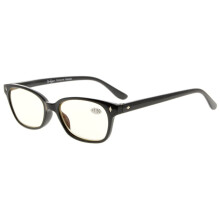 Blue Light Blocking Reading Glasses +2.00 Vintage Black Frame Yellow Lens Spring Hinge Comfort Readers