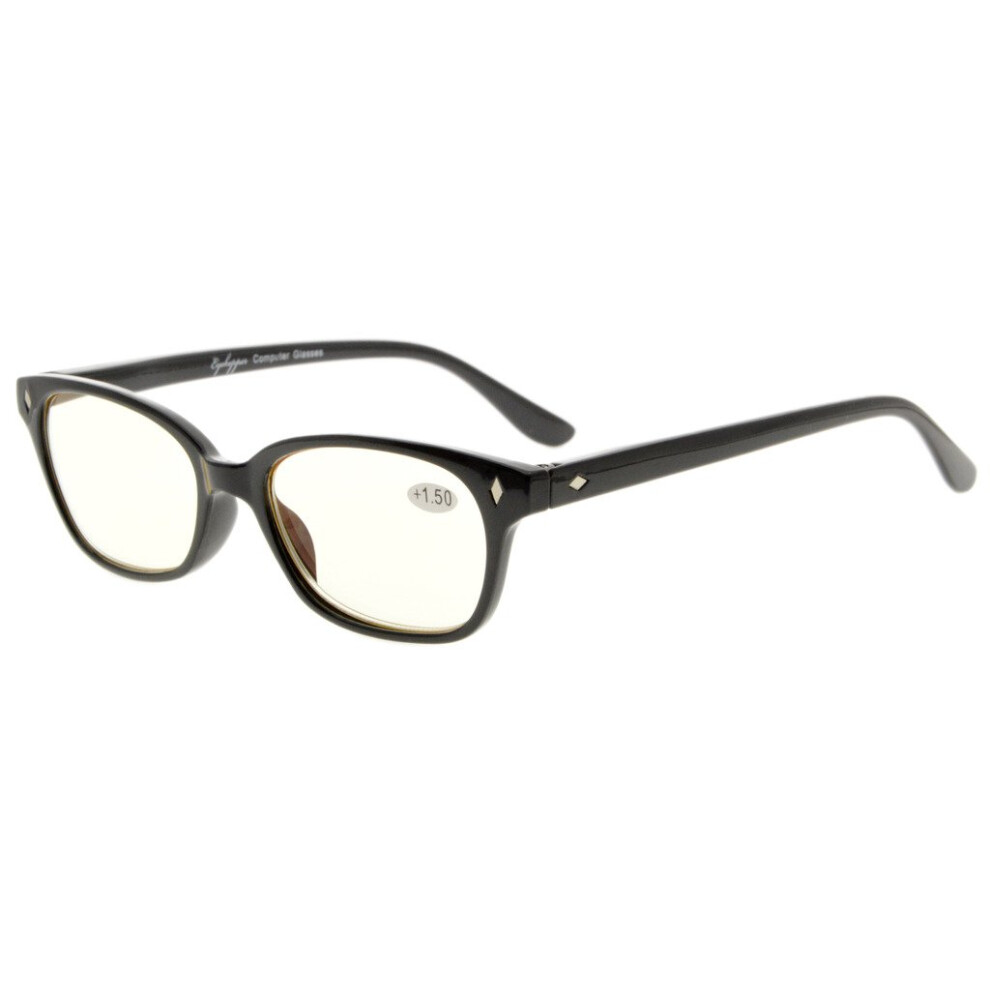 Blue/Light/Black Blocking Reading Glasses +2.00 Vintage Frame Yellow Lens Spring Hinge Comfort Readers