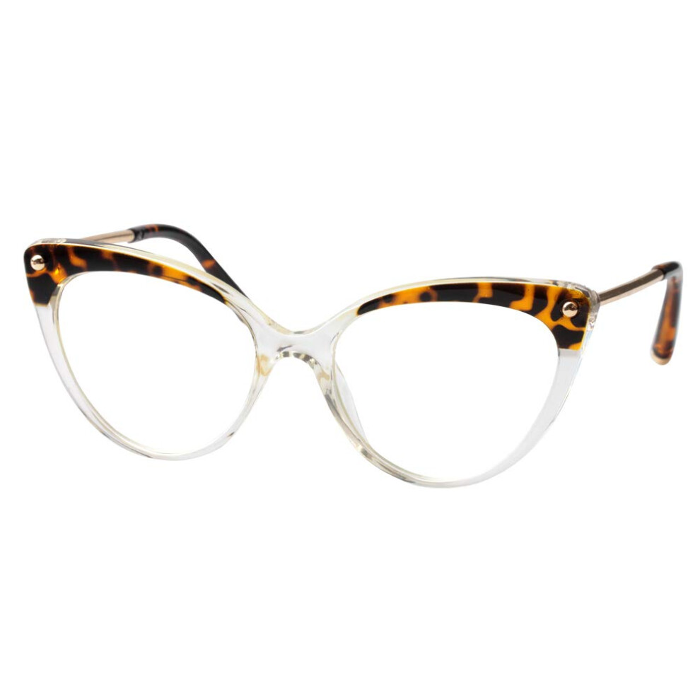 White Oversized Cat Eye Reading Glasses For Women Frame +2.0X Clear Magnification Lightweight Fashion Readers