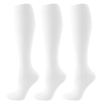 Graduated Compression Socks for Men and Women 1520 mmHg, White XXL for Nurses Athletes, Breathable Comfort (3 Pairs)