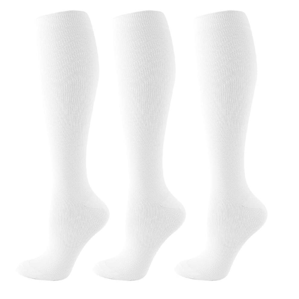 White Graduated Compression Socks For Men And Women 1520 Mmhg, Xxl For Nurses Athletes, Breathable Comfort (3 Pairs)