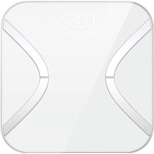 Smart Body Fat Scale with App Sync, Bluetooth Digital Bathroom Scale 300 lbs USB Rechargeable White