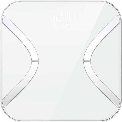 Smart Body Fat Scale with App Sync, Bluetooth Digital Bathroom Scale 300 lbs USB Rechargeable White