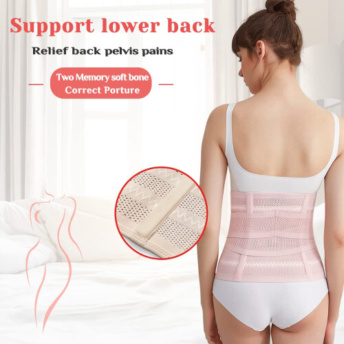 Postpartum Belly Wrap Adjustable Compression Support Abdominal Binder for After Birth Recovery Skin Large 2