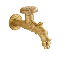 Brass Wall Mounted Outdoor Garden Faucet Gold Mop Sink Tap Durable Weather Resistant Construction
