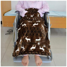 Soft Coral Fleece Wheelchair Blanket with Pockets and Buttons, Lightweight Lap Blanket for Elderly