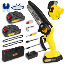 Mini Chainsaw Cordless 6 Inch Electric Chainsaw with Power Display, Speed Cutting and 2 Batteries for Tree and Wood Use