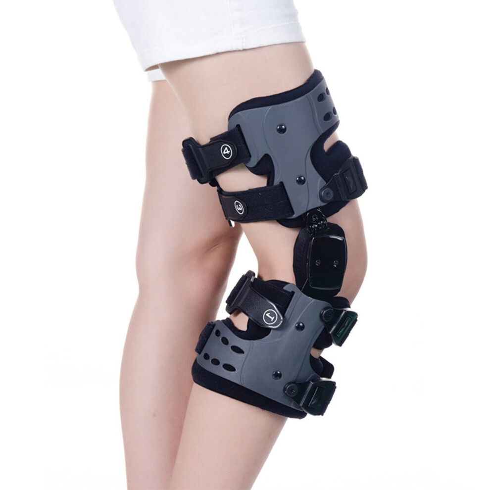 Hinged Knee Brace with Adjustable Unloading Support for Meniscus Tear and Arthritis Pain Relief, Right Leg