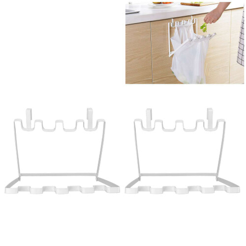2PCS Foldable White Hanging Trash Bag Holder
