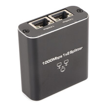 Ethernet Splitter RJ45 1 In 2 Out 1000Mbps Black