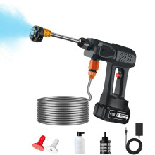 Cordless Pressure Washer with 20000mAh Battery, 6in1 Adjustable Spray, Handheld Power Washer for Car, Garden, Patio Cleaning (Black)