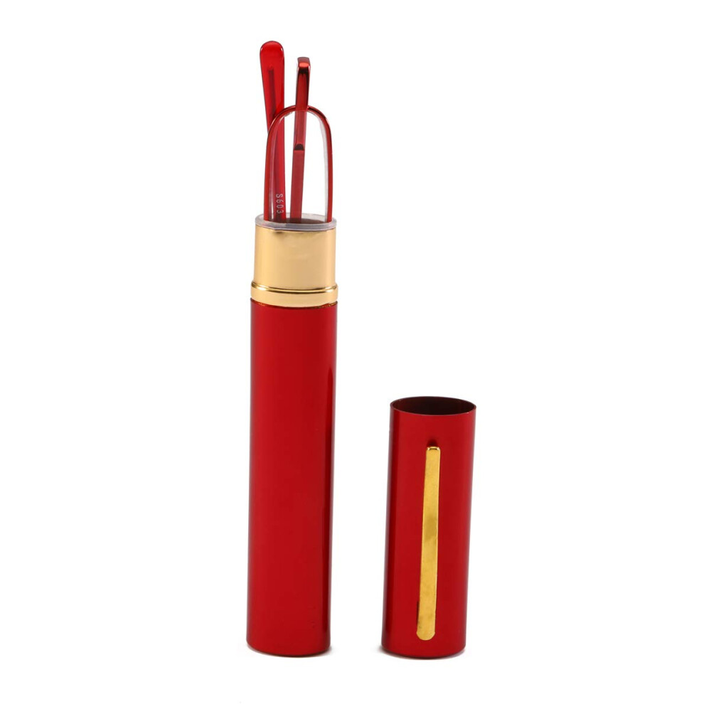 Slim Compact Reading Glasses 2.25X Magnification with Red Pen Clip Tube Case for Travel