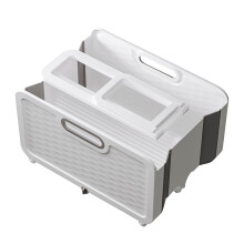 Folding Mop Bucket with Dual Chamber and Drainage Valve, Collapsible Flat Squeeze Design for Home Cleaning Floors and Walls