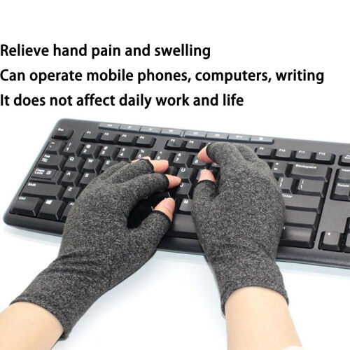 Bamboo Compression Arthritis Gloves for Pain Relief, Breathable Comfortable Fit, Grey Large 2