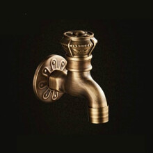Antique Brass Wall Mounted Faucet with Touch Control, Durable Brass Body for Bathroom and Garden
