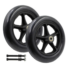 8 Inch Solid Polyurethane Wheelchair Caster Wheel, NonSlip Front Replacement with 8mm Bearing, Smooth Rolling