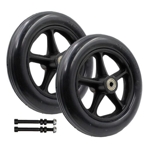 8 Inch Solid Polyurethane Wheelchair Caster Wheel, NonSlip Front Replacement with 8mm Bearing, Smooth Rolling