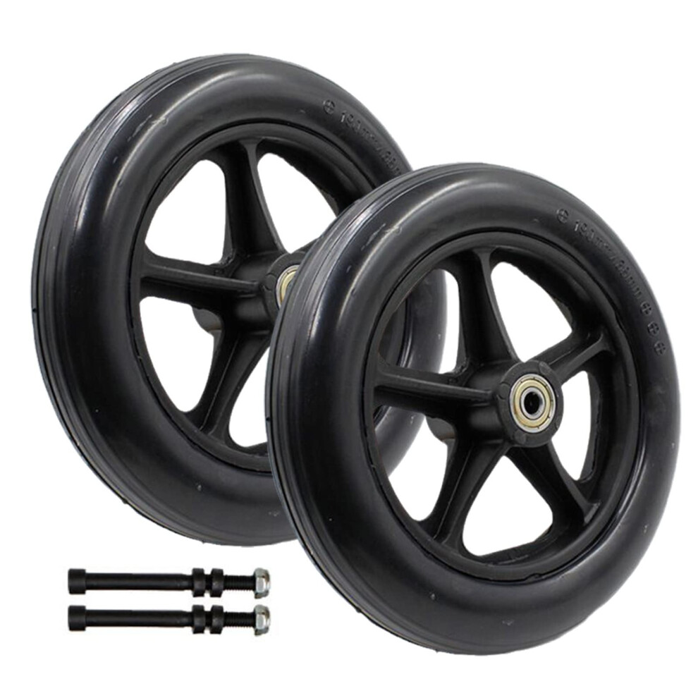 8 Inch Wheelchair Caster Wheel Pair, NonSlip Solid Polyurethane Tires, 8mm Bearing, Quiet Smooth Rolling
