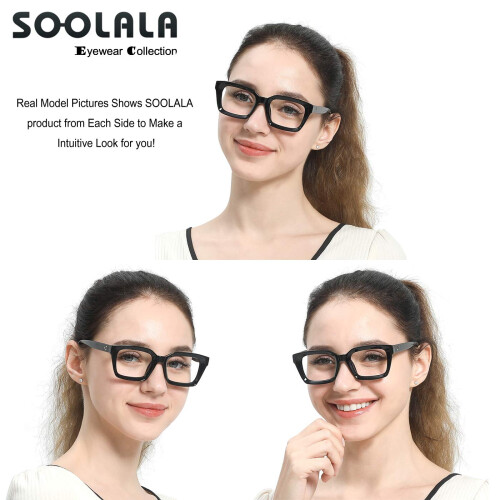 Women's Vintage Oversized Blue Light Reading Glasses 3.5X Black Frame Retro Style for Computer Use 2