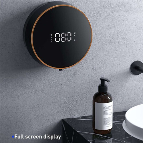 2X 300Ml Foam Soap Dispensers Pressless Automatic Sensor Foam Soap Liquid Dispenser Wall Mount Digital Display,Black 2