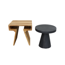 Mango Wood Side Tables Set of 2 | Square & Round Rustic Design