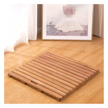 Wooden Bath Mat Non Slip Shower Mat 12x12 Sandalwood Slatted Design for Bathroom or Outdoor Use