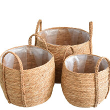 Woven Christmas Tree Basket Base with Handles Rustic Handwoven Natural Fiber Collar for Small Tree Decor (Medium)