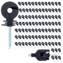 Isolateur de Clôture Électrique Isolateur à Visser Anneau de Clôture Isolateur de Poteau en Bois avec Outil de Prise Isolante, 100 Pièces, B