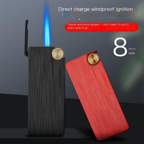 Slim Metal Jet Torch Lighter with Adjustable Flame Dial, Refillable Windproof Turbo Flame for Camping 1