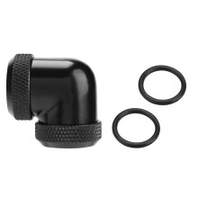 Black 90 Degree PETG Tube Connector for PC Water Cooling Fittings Leakproof Silicone Seal