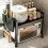 Microwave Shelf 3-Tier Extendable Worktop Shelves with 6 Hooks, Kitchen Shelf, Spice Rack Black 4