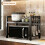 Microwave Shelf 3-Tier Extendable Worktop Shelves with 6 Hooks, Kitchen Shelf, Spice Rack Black 6