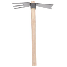 Garden Hoe and Hand Rake Dual Head Metal Tool for Weeding Soil Loosening Ergonomic Grip for Beds