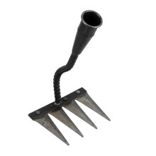 Heavy Duty Garden Rake and Weeding Hoe with Ergonomic Long Handle for Efficient Soil Leveling and Lawn Care
